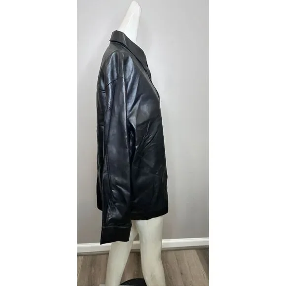AGOLDE Calla Vegan Leather Shirt in Shadow Size Extra Small $275